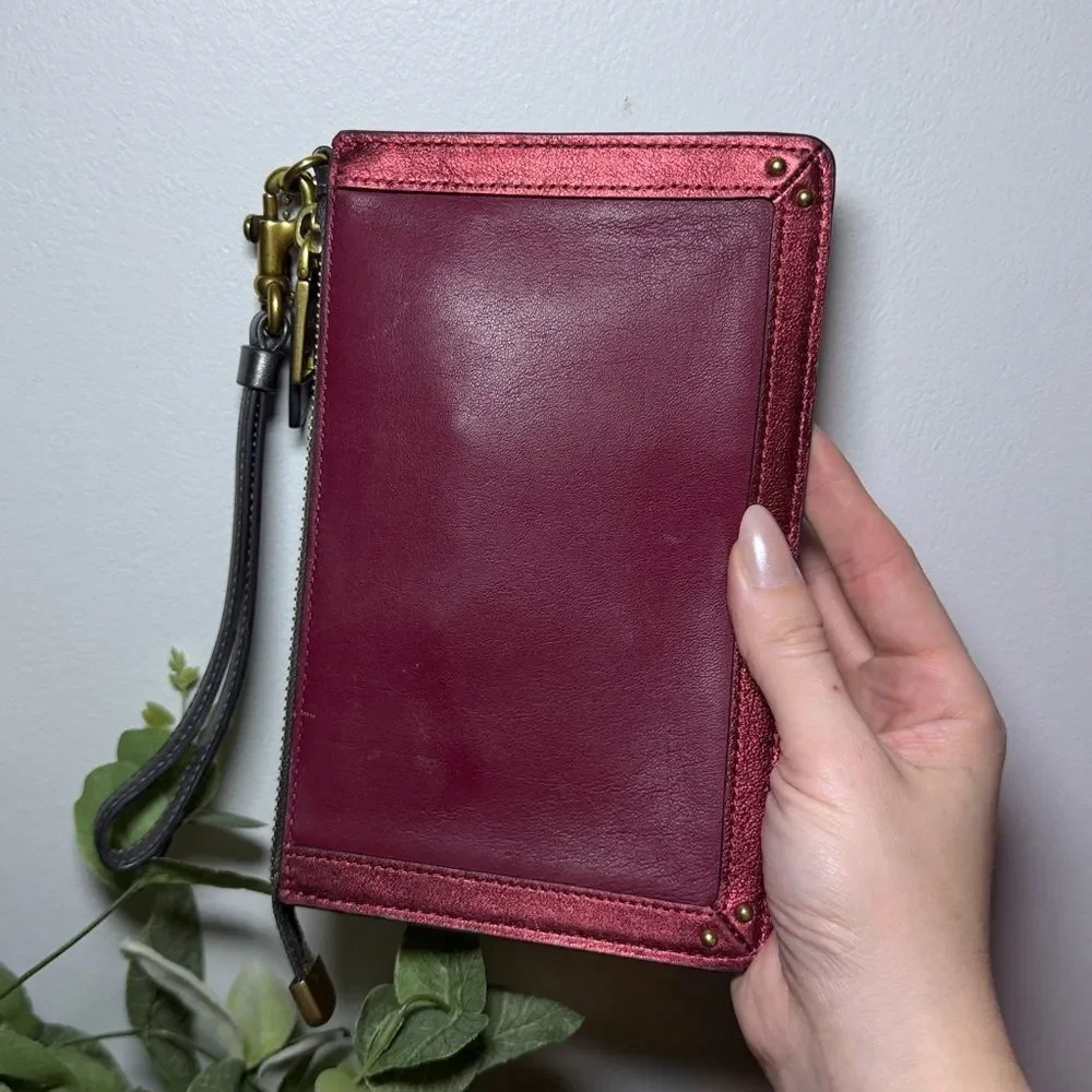 Coach Dreamer Wristlet  Elegant Burgundy and Gray Wristlet
